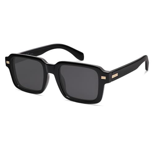 SOJOS Retro Quadratische Polarisierte Sonnenbrille Damen Herren Klassisch Kunststoff Vintage Rechteckig UV400 Schutz Sonnenbrille SJ2345 von SOJOS
