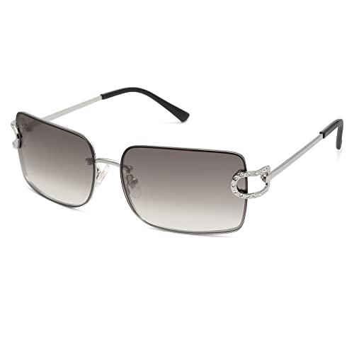 SOJOS Retro Rahmenlose Sonnenbrille Damen，Eckig Ohne Rahmen Rechteckig Métal Sonnenbrillen SJ1178 von SOJOS