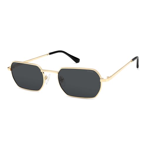 SOJOS Retro Rechteck Metall Sonnenbrille,Klassische Rechteckige Polarisiert UV400 Herren Damen Brille, SJ1262 von SOJOS