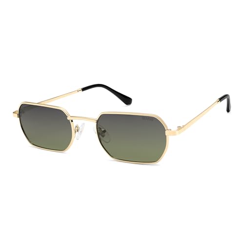 SOJOS Retro Rechteck Metall Sonnenbrille,Klassische Rechteckige Polarisiert UV400 Herren Damen Brille, SJ1262 von SOJOS