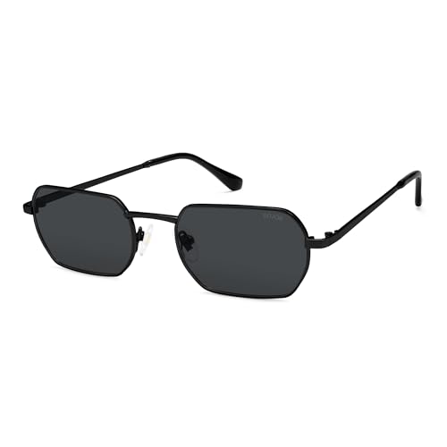 SOJOS Retro Rechteck Metall Sonnenbrille,Klassische Rechteckige Polarisiert UV400 Herren Damen Brille, SJ1262 von SOJOS