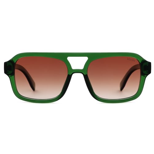 SOJOS Retro Rechteckig Polarisierte Sonnenbrille Damen Herren Eckig Vintage Trendy Quadratisch Sonnerbrillen mit UV400 Schutz SJ2342 von SOJOS