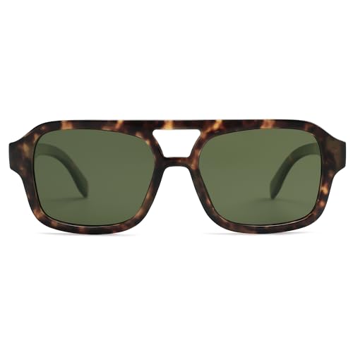 SOJOS Retro Rechteckig Polarisierte Sonnenbrille Damen Herren Eckig Vintage Trendy Quadratisch Sonnerbrillen mit UV400 Schutz SJ2342 von SOJOS