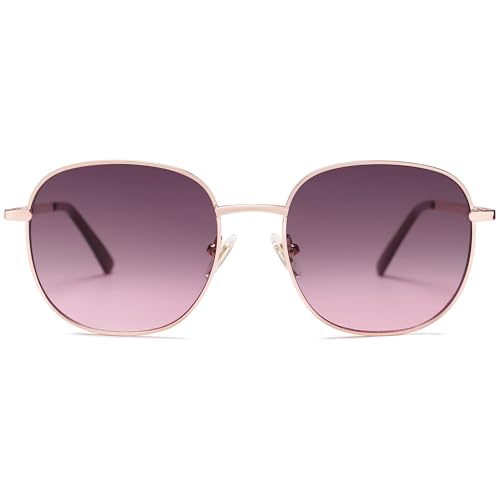 SOJOS Retro Rund Rechteckig Sonnenbrille Damen Herren flat verspiegelt Metallrahmen Sonnerbrillen mit UV400 Schutz SJ1137-53 von SOJOS