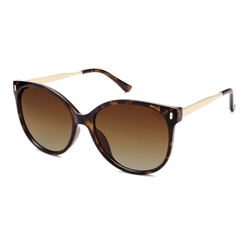 SOJOS Retro Runde Polarisierte Sonnenbrille Damen Herren Großer Oversize Cateye Trendy Vintage UV400 Schutz Brille SJ2391 von SOJOS