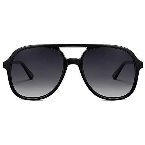 SOJOS Sonnenbrille Herren Damen Retro, Vintage Polarisiert Verspiegelt Eckig 70er Jahre Rechteckig Unisex UV400 Schutz Brille SJ2174, Schwarz/Grau von SOJOS