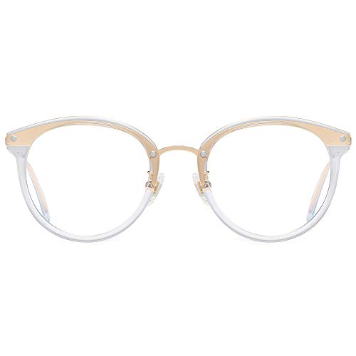 SOJOS Rund Groß Brille mit Blaulichtfilter ohne Sehstärke Anti-Blaulicht Gläser Brille SJ9001 Ashley mit schwarzem Rahmen/Anti-Blau-Lichtlinse von SOJOS