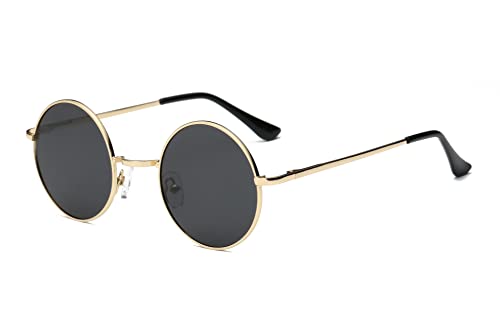 SOJOS Schick Klassische Retro Runde Verspiegelt Alien Unisex Sonnenbrille Herren Damen SJ1058 mit Gold von SOJOS