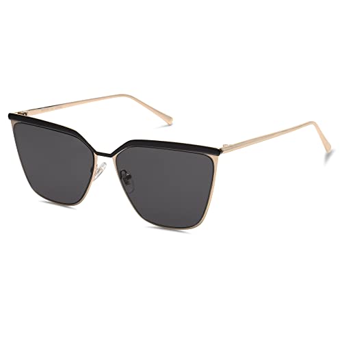 SOJOS Sonnenbrille Damen Vintage Cateye, Sonnenbrille Herren Retro Eckig Groß Frauen Rechteckige Sonnenbrille Gold Katzenaugen mit Metallrahmen UV400 Schutz Brille SJ1172 mit Gold Rahmen von SOJOS