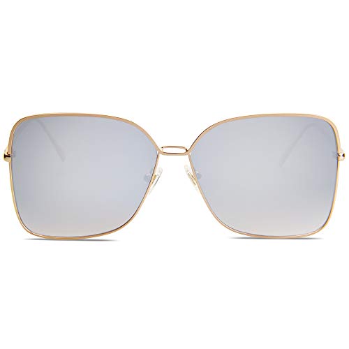 SOJOS Sonnenbrille Damen Große Eckige, Übergroße Rechteckige Designer-Stil Sonnenbrillen SJ1082 von SOJOS