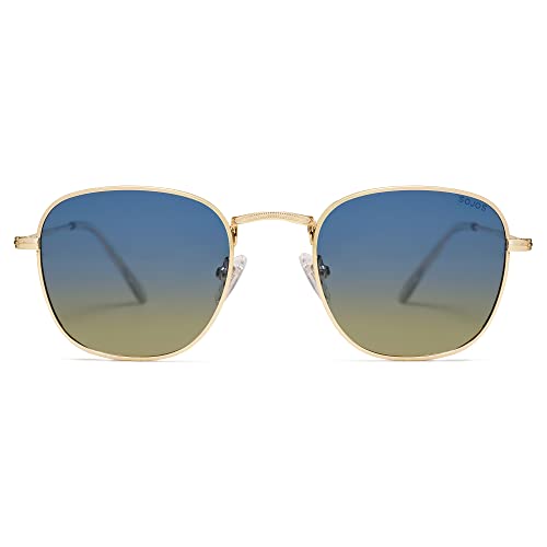 SOJOS Sonnenbrille Damen Herren Polarisiert, Retro Vintage Eckig Klassisch Sonnenbrillen SJ1143 von SOJOS