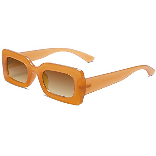 SOJOS Sonnenbrille Damen Retro,Vintage Stylische Bunt Rechteckige Sonnenbrillen Festival 90er Chunky SJ2160 von SOJOS