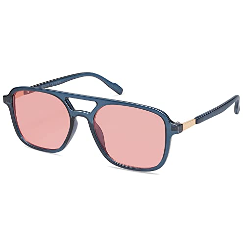 SOJOS Sonnenbrille Damen Herren Retro, Vintage Eckig Kunststoff Trendy Damen Herren Sonnenbrillen SJ2202 von SOJOS