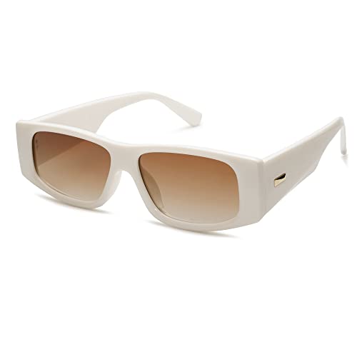 SOJOS Sonnenbrille Damen Polarisierte Retro, Rechteckige Mode Trendy Eckig Schmal Sonnenbrillen SJ2228 von SOJOS