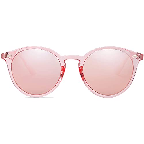 SOJOS Sonnenbrille Damen Polarsierte Runde, Retro Vintage Sonnenbrillen UV400 Schutz SJ2069 von SOJOS