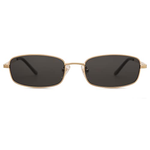 SOJOS Sonnenbrille Damen Retro,Schmale Rechteck 70er 80er Vintage Trendy Klein UV400 Sonnenbrille SJ1187 von SOJOS