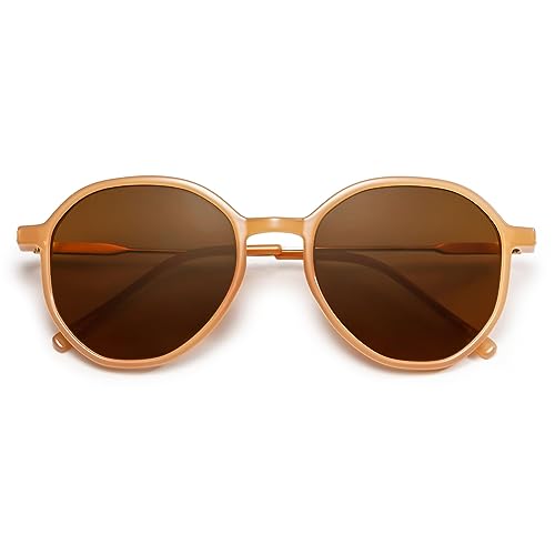 SOJOS Sonnenbrille Damen Rund,Retro Trendy Große Unisex Sonnenbrillen UV400 Schutz SJ2181 von SOJOS