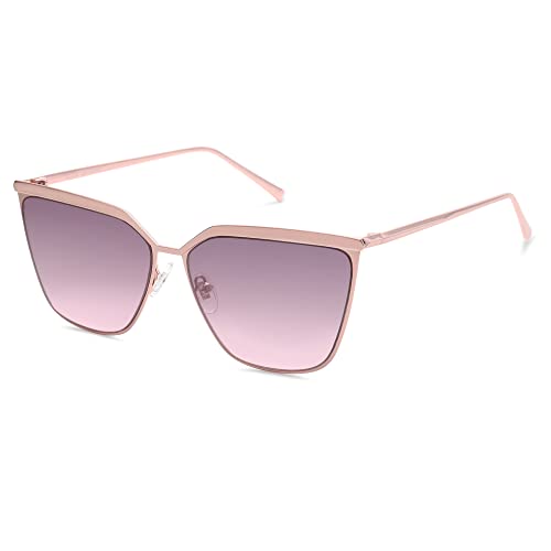 SOJOS Sonnenbrille Damen Vintage Cateye, Sonnenbrille Herren Retro Eckig Groß Frauen Rechteckige Sonnenbrille Gold Katzenaugen mit Metallrahmen UV400 Schutz Brille SJ1172 mit Rosa Rahmen von SOJOS