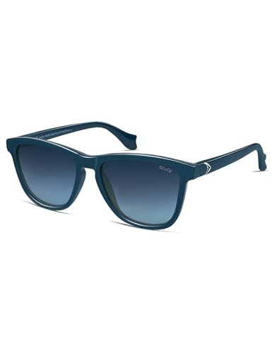 SOJOS Sonnenbrille Herren Damen Polarisiert Rechteckig Retro Vintage Klassisch Eckig UV400 Schutz Unisex Brille SJ2502 von SOJOS