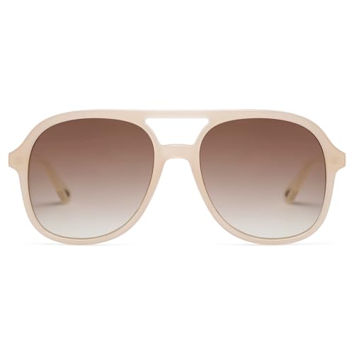 SOJOS Sonnenbrille Herren Damen Retro, Vintage Polarisiert Verspiegelt Eckig 70er Jahre Rechteckig Unisex UV400 Schutz Brille SJ2174, Rosa/Hellbraun von SOJOS