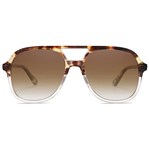 SOJOS Sonnenbrille Herren Damen Retro, Vintage Polarisiert Verspiegelt Eckig 70er Jahre Rechteckig Unisex UV400 Schutz Brille SJ2174, Schildkröte&Braun/Braun von SOJOS