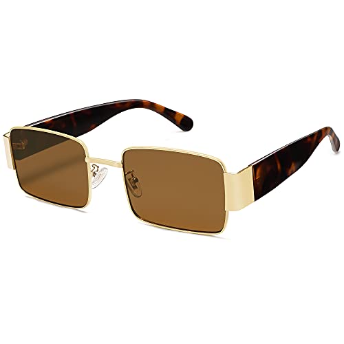 SOJOS Sonnenbrille Herren Damen Retro, Vintage Rechteckige Mode Schmale Sonnenbrillen SJ1162 von SOJOS