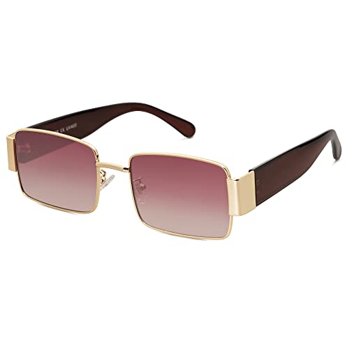 SOJOS Sonnenbrille Herren Damen Retro, Vintage Rechteckige Mode Schmale Sonnenbrillen SJ1162 von SOJOS