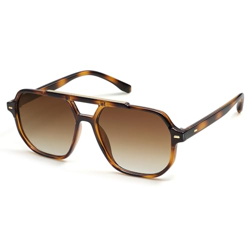 SOJOS Sonnenbrille Herren Damen Retro Vintage Polarisiert Eckig Coole Rechteckig 70er jahre UV400 Schutz Klassische Unisex Outdoor Moderne Sonnenbrille SJ2283 Tortoise Brown Grading Lens von SOJOS
