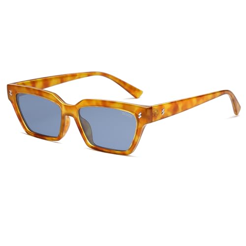SOJOS Trendy polarisierte Katzenauge Sonnenbrille Damen Herren Retro Cat Eye Leichtgewicht Vintage Schürzenjäger Sonnerbrillen mit UV400 Schutz SJ2381 von SOJOS