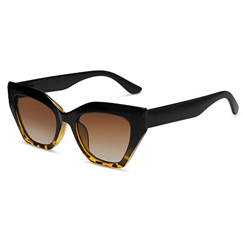 SOJOS Vintage Cateye Sonnenbrille Damen Eckig Polarisiert UV Schutz Trendige Retro Mode Brille mit Mehrfarbig Rahmen von SOJOS