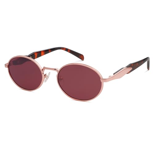 SOJOS Vintage Oval Metall Sonnenbrille Damen Herren Retro Groß Sonnenbrilen mit UV400 Schutz Gold SJ1224 von SOJOS