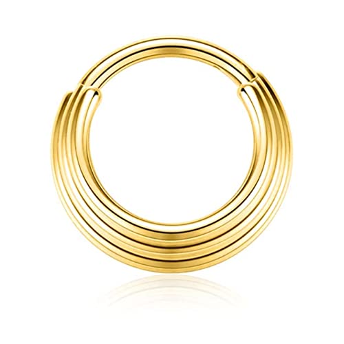 316L Chirurgenstahl Segment Tragus Helix Knorpel Ohrring Nasenring Septum Clicker Conch Körper Piercing Schmuck für Damen (Gold, 1,2 x 8 mm) von SOKNKSTF