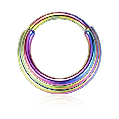 316L Chirurgenstahl Segment Tragus Helix Knorpel Ohrring Nasenring Septum Clicker Conch Körper Piercing Schmuck für Damen (Regenbogen, 1,2 x 8 mm) von SOKNKSTF