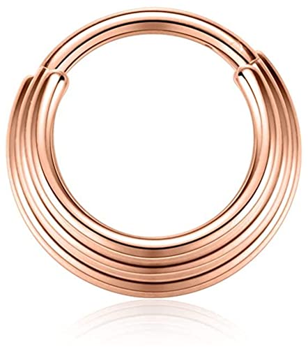 316L Chirurgenstahl Segment Tragus Helix Knorpel Ohrring Nasenring Septum Clicker Conch Körper Piercing Schmuck für Damen (Roségold, 1,2 x 10 mm) von SOKNKSTF