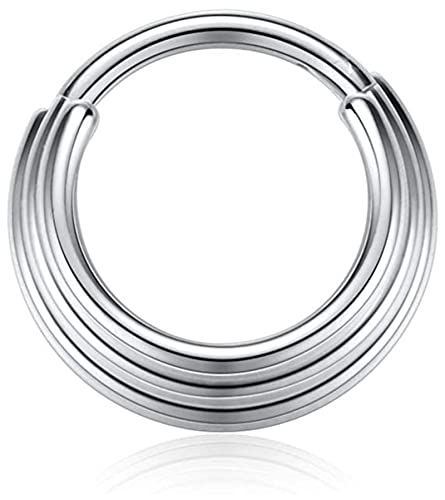 316L Chirurgenstahl Segment Tragus Helix Knorpel Ohrring Nasenring Septum Clicker Conch Körper Piercing Schmuck für Damen (Silber, 1,2 x 8 mm) von SOKNKSTF