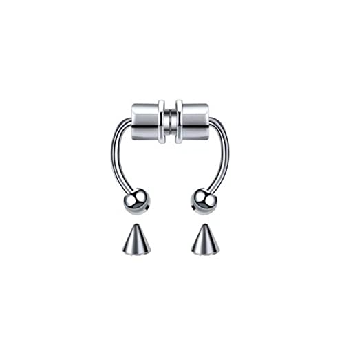 Fake Piercing Nasenring Septumringe für Frauen Edelstahl Magnet Septum Ringe Gothic Punk Körper Hip Hop Körperschmuck Geschenke (Silber) von SOKNKSTF