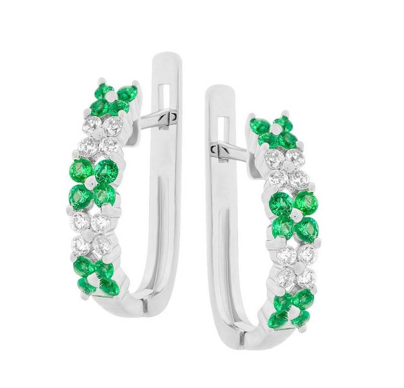 SOKOLOV Jewelry Paar Ohrhänger aus 925 Silber mit blauen oder grünen Zirkonia (2-tlg., Set), Sterling Silber Silberschmuck für Damen von SOKOLOV Jewelry