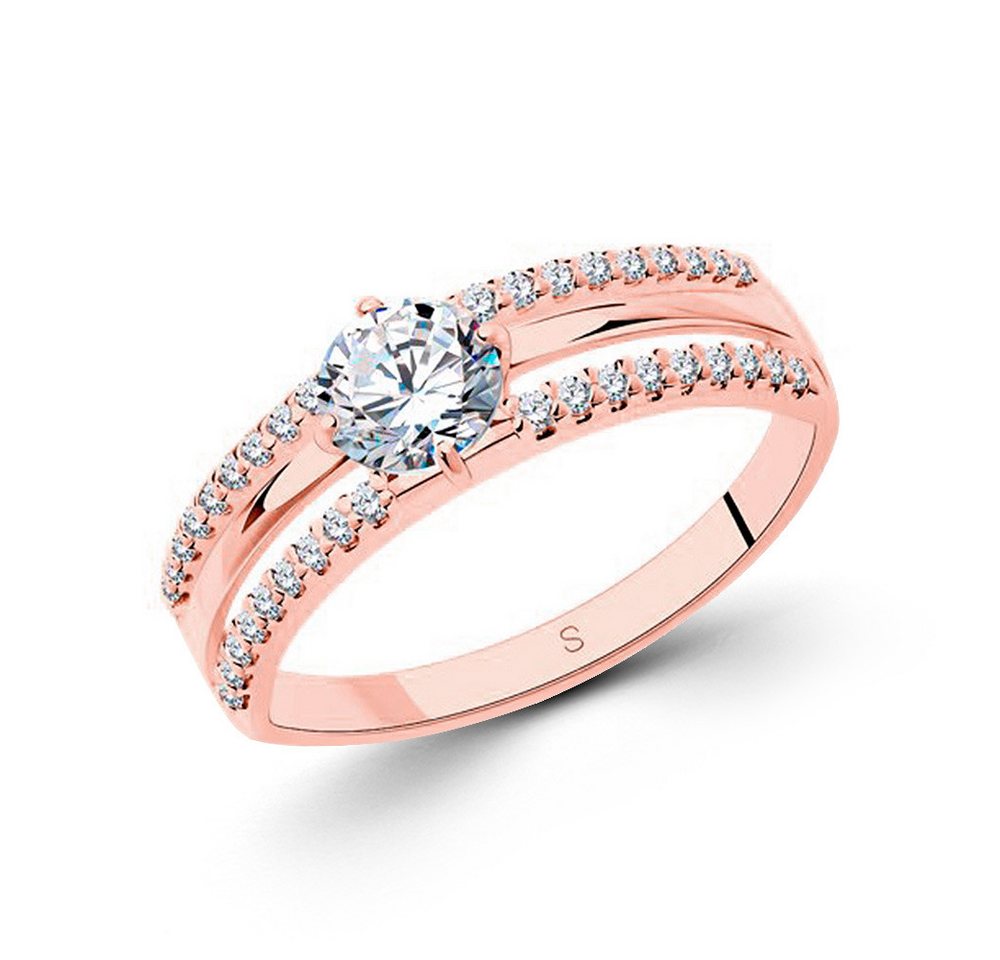 SOKOLOV Jewelry Silberring aus 925 Silber, vergoldet mit Zirkonia (1-tlg), 925 Sterling Silber Silberschmuck für Damen von SOKOLOV Jewelry
