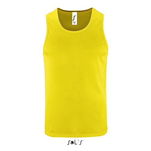 SOLS Mens Sports Tank Top Sporty Gelb Neon Yellow L von SOL'S