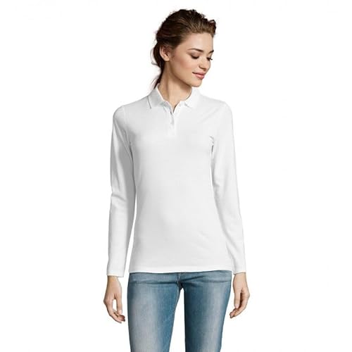 SOLS Damen Polo Womens Long-Sleeve Piqué Shirt Perfect 02083 White L von SOL'S