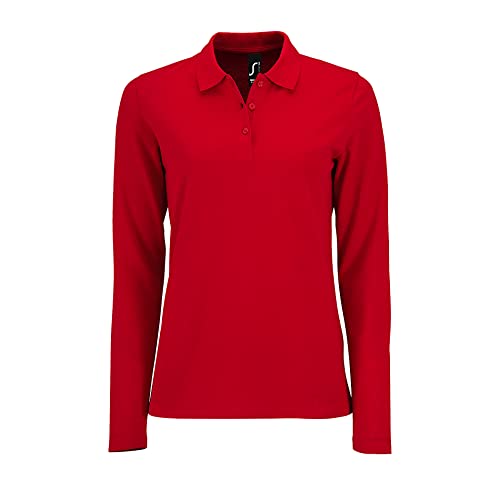 Sols Damen Pique-Polo-Shirt, langärmlig (2XL) (Rot) von SOL'S