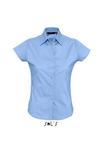 Sols - Damen Stretch-Kurzarmbluse 'Excess' XXL,Bright Sky von SOL'S