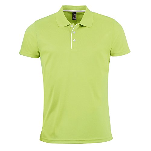 Sols Herren Pique Polo Shirt Performer, Kurzarm (XL) (Apfelgrün) von SOL'S