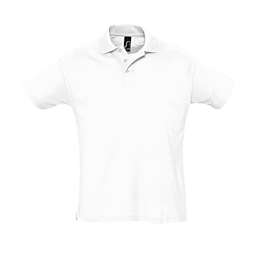 Sols Herren Summer II Pique Polo-Shirt, Kurzarm (M) (Weiß) von SOL'S