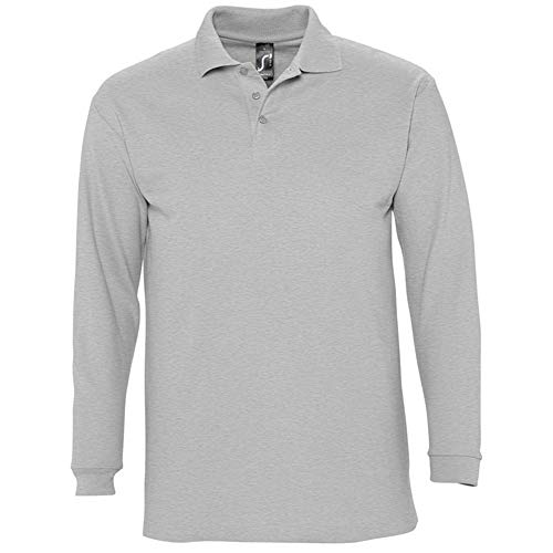 Sols Herren Winter II Pique Langarm-Shirt/Polo-Shirt, Langarm (2XL) (Grau meliert) von SOL'S