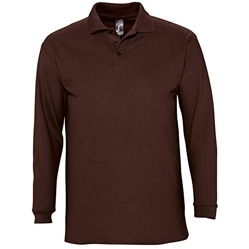 Sols Herren Winter II Pique Langarm-Shirt/Polo-Shirt, Langarm (2XL) (Schokolade) von SOL'S