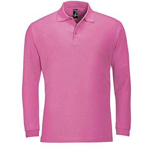 Sols Herren Winter II Pique Langarm-Shirt/Polo-Shirt, Langarm (L) (Flash Pink) von SOL'S