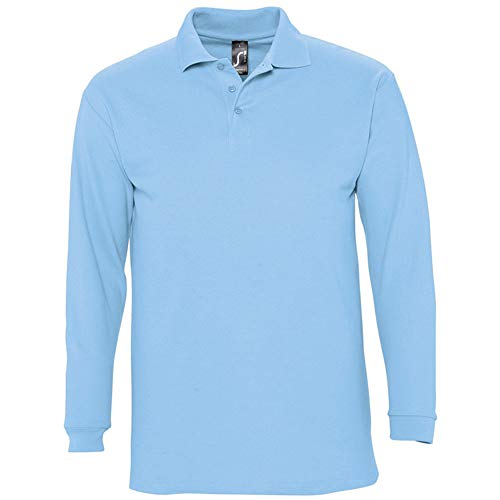 Sols Herren Winter II Pique Langarm-Shirt/Polo-Shirt, Langarm (L) (Himmelblau) von SOL'S