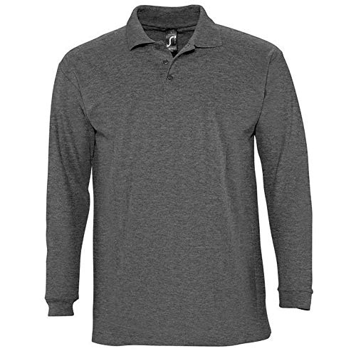 Sols Herren Winter II Pique Langarm-Shirt/Polo-Shirt, Langarm (L) (Kohle meliert) von SOL'S