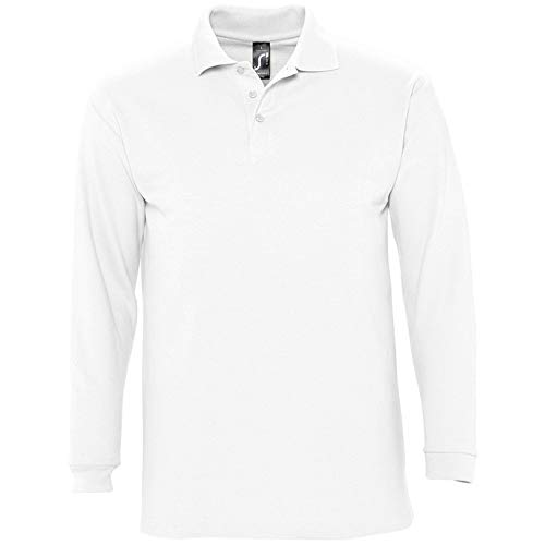 Sols Herren Winter II Pique Langarm-Shirt/Polo-Shirt, Langarm (XL) (Weiß) von SOL'S